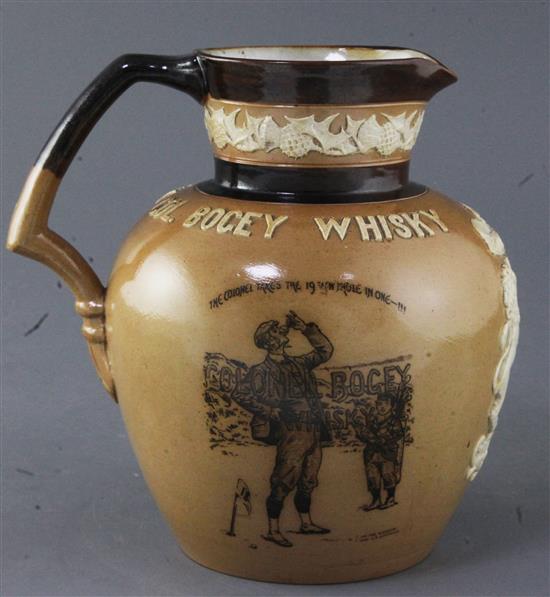 A Royal Doulton stoneware Col. Bogey Whisky jug, height 20cm